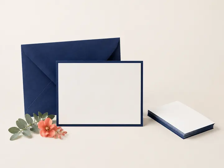 Blank invitation card, envelope and coordinated note cards