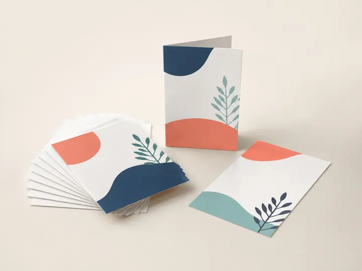 Coordinated postcards, flyer and folded brochure print set