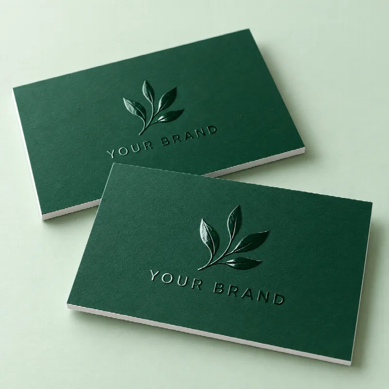 Illustrative mockup of embossed gloss business cards